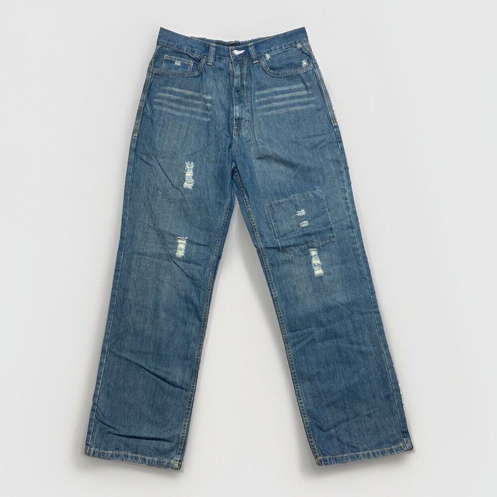 Vintage Jordan Craig Relaxed Straight Distressed Jeans Men's Size 34x32 Blue‎